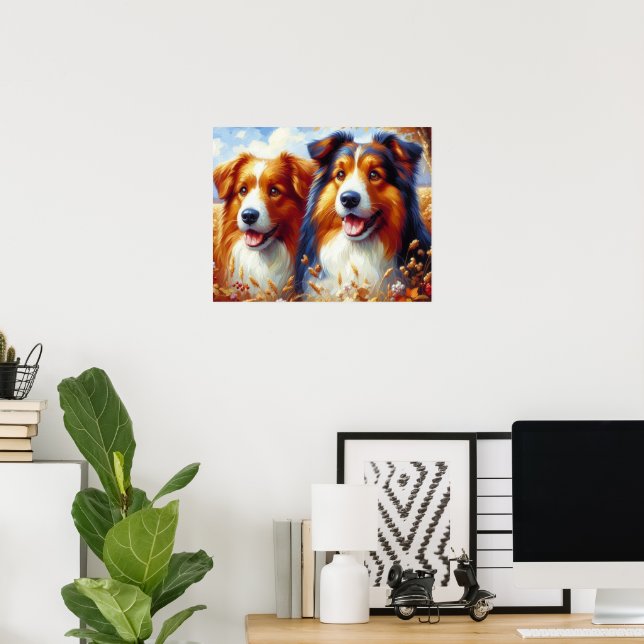 Niedliches Poster mit goldener Retriever-Hundekuns (Heimbüro)