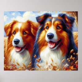 Niedliches Poster mit goldener Retriever-Hundekuns
