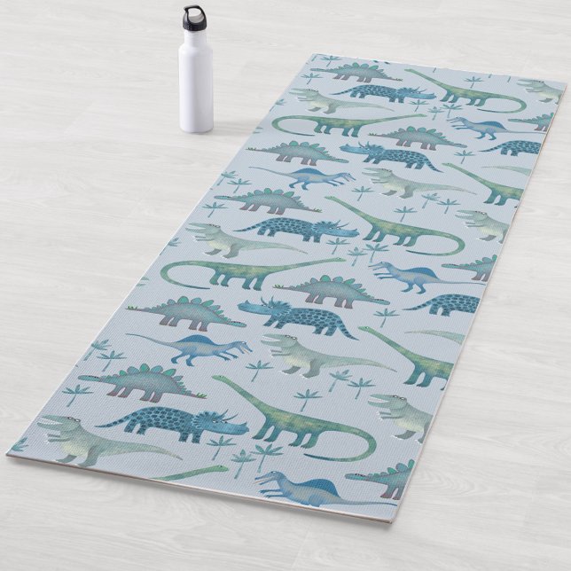 Niedliches prähistorisches Blaues Dinosaurier-Must Yogamatte (Fun dinosaur pattern blue yoga mat)