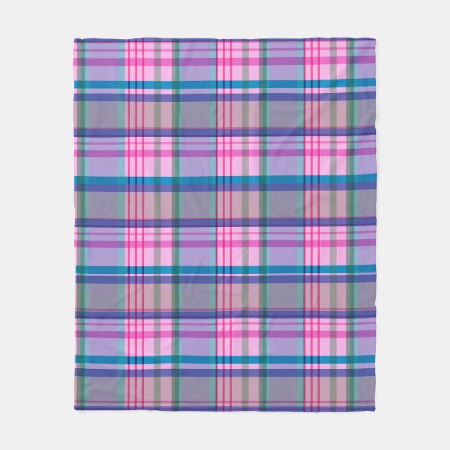 Niedliches Preppy Retro Kariertes Muster in Rosa u Fleecedecke (Vorderseite)