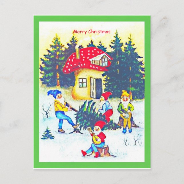 Niedliches primitives Tomte, Gnome oder Elfen schn Postkarte (Vorderseite)