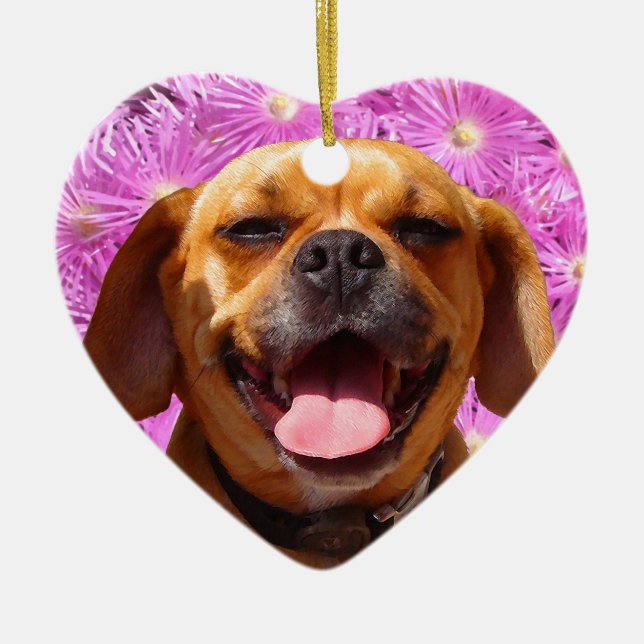 Niedliches Puggle Keramik Ornament (Vorne)