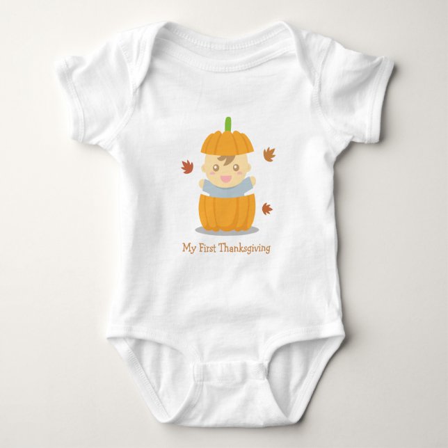 Niedliches Pumpkin Baby First Erntedank Baby Strampler (Vorderseite)