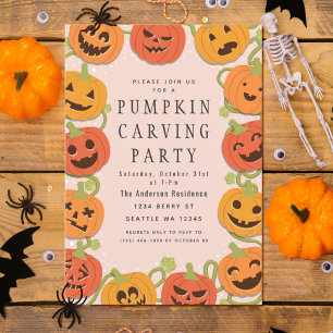 Niedliches Pumpkin Carving Halloween-Party Einladu Einladung