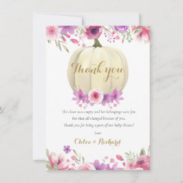 Niedliches Pumpkin Floral Pink Baby Duschgedicht D Dankeskarte