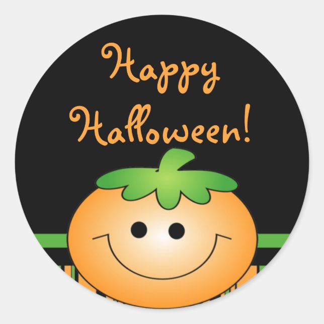 Niedliches Pumpkin Happy Halloween Runder Aufkleber (Vorderseite)