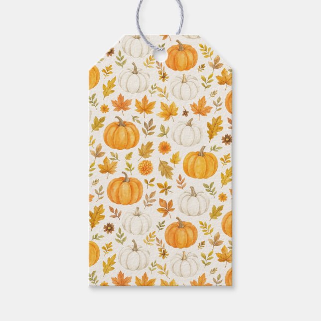 Niedliches Pumpkin-Muster | Erntedank Geschenkanhänger (Vorderseite)