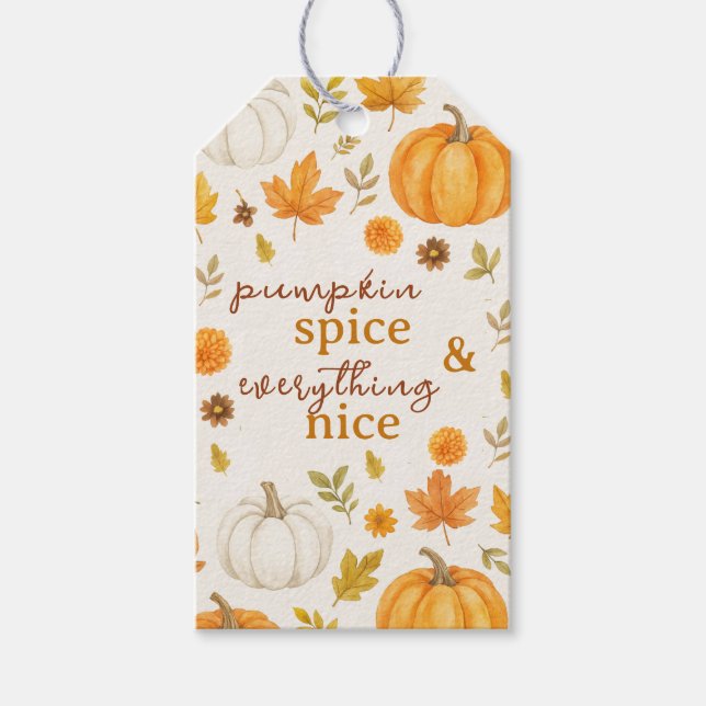 Niedliches Pumpkin-Muster | Erntedank Geschenkanhänger (Vorderseite)