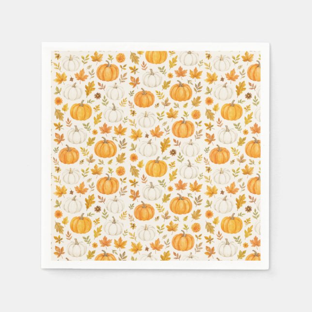 Niedliches Pumpkin-Muster | Erntedank Serviette (Vorderseite)