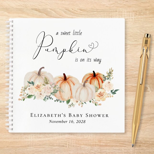 Niedliches Pumpkin Watercolor Baby Showbook Notizbuch (Von Creator hochgeladen)
