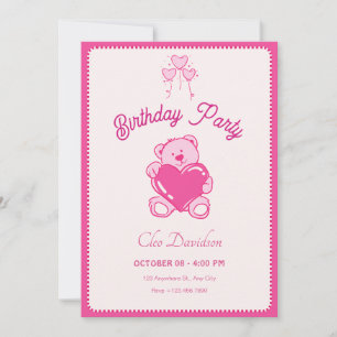 Niedliches Puppenherz Rosa Geburtstag Einladung