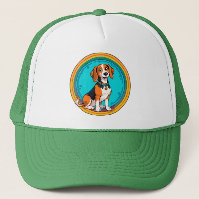 Niedliches Puppy-Cartoon-Design Truckerkappe (Vorderseite)