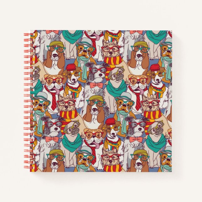 Niedliches Puppy-Fashion-Muster Notizbuch (Vorderseite)