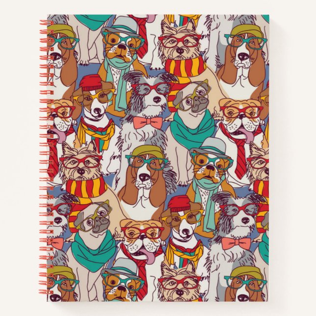 Niedliches Puppy-Fashion-Muster Notizbuch (Vorderseite)
