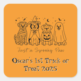 Niedliches Puppy Halloween Quadratischer Aufkleber