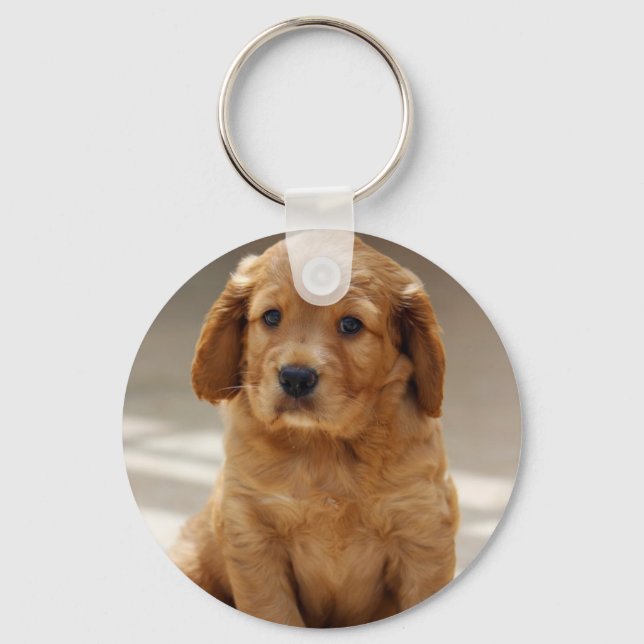 Niedliches Puppy-Portrait-Foto Schlüsselanhänger (Vorderseite)
