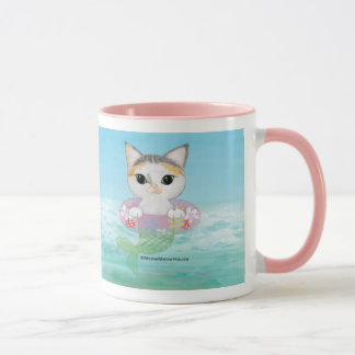 Niedliches Purrmaid mit einem Schwimmenring Tasse