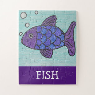 Niedliches Puzzle aus Fischportalen für Kinder-Eri