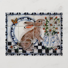 Niedliches Rabbit Niedlich Bunny Dedham Delft Tile Postkarte