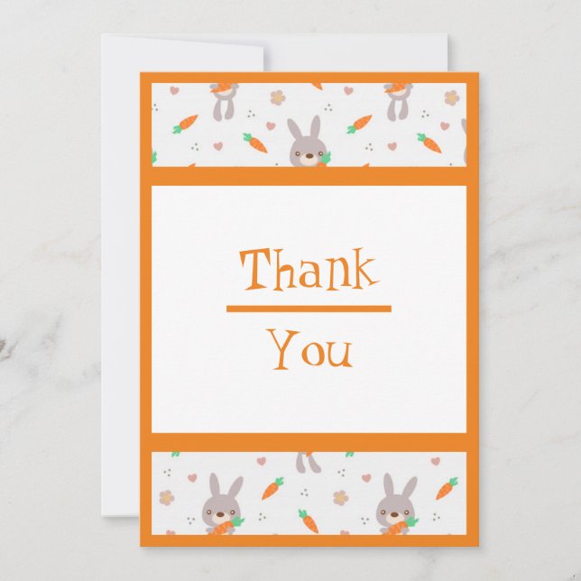 Niedliches Rabbit Orange Boy Girl Dankeskarte (Vorderseite)