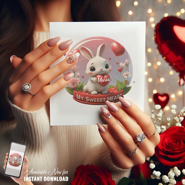 Niedliches Rabbit Valentine Liebe Card Karte (Von Creator hochgeladen)