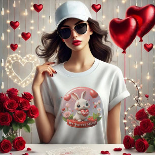 Niedliches Rabbit Valentinherz Liebe T - Shirt