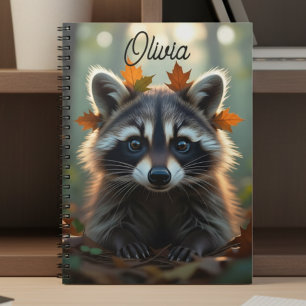 Niedliches Raccoon bei Herbstlauben Personalisiert Notizblock