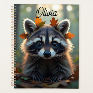 Niedliches Raccoon bei Herbstlauben Personalisiert Planer