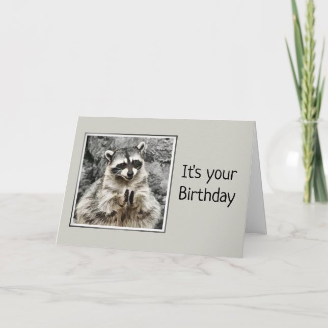 Niedliches Raccoon-Clapping Birthday Spaß Karte (Vorderseite)