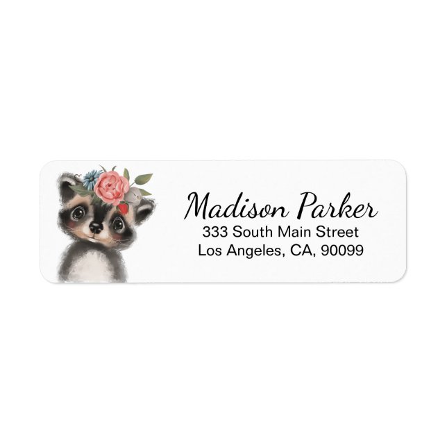 Niedliches Raccoon-Etikett (Vorne)