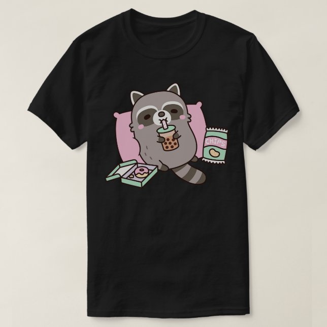 Niedliches Raccoon g mit Boba Tee und Snacks (Design vorne)