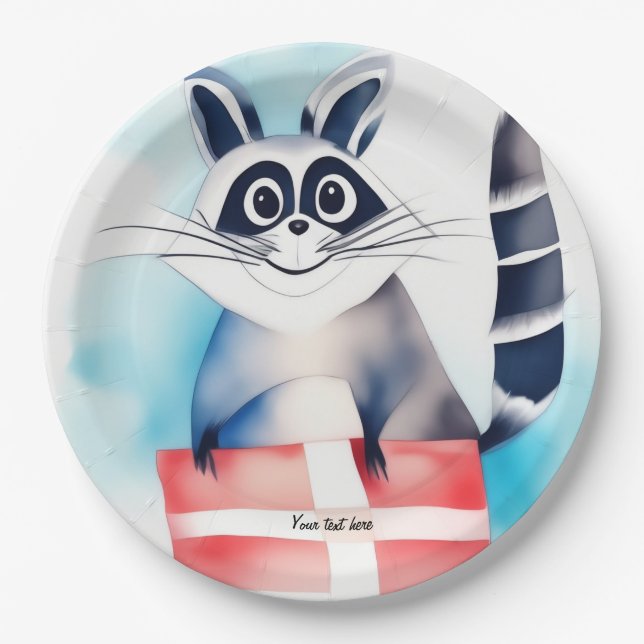 Niedliches Raccoon-Geburtstagsgeschenk Pappteller (Vorderseite)