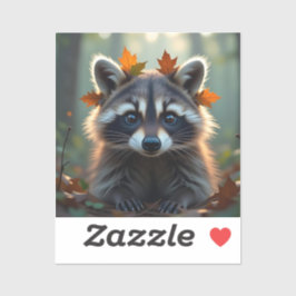 Niedliches Raccoon in Herbstlauben Aufkleber