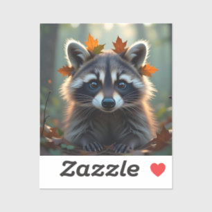Niedliches Raccoon in Herbstlauben Aufkleber