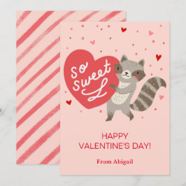 Niedliches Raccoon Kinder Klassenzimmer Valentine Einladung