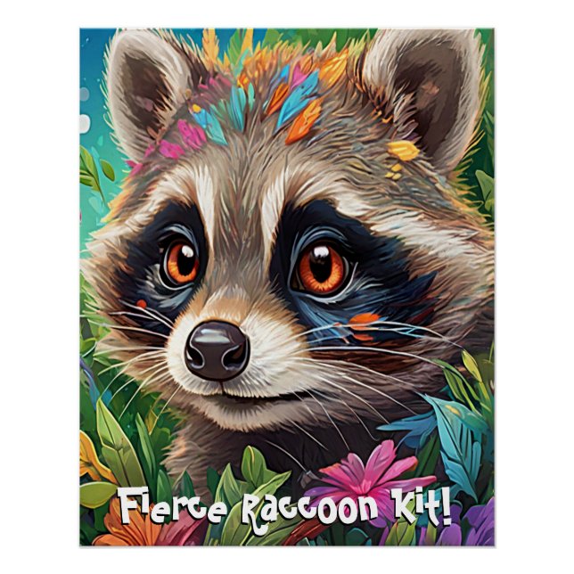 Niedliches Raccoon-Kit Poster (Vorderseite)