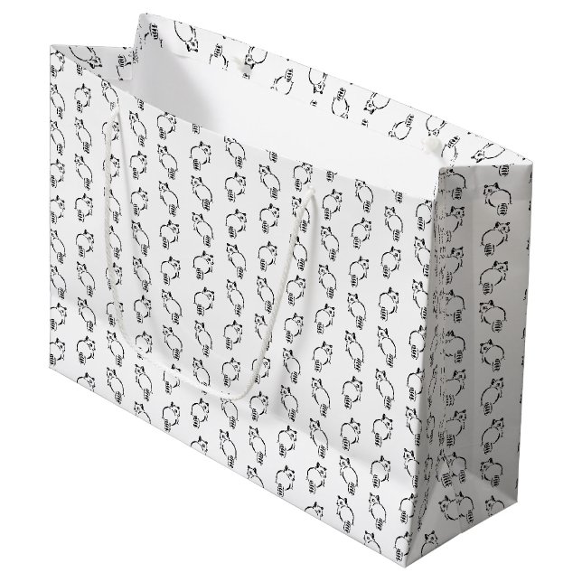 Niedliches Raccoon Muster CUSTOM HINTERGRUNDFARBE Große Geschenktüte (Vorderseite Schrägansicht)