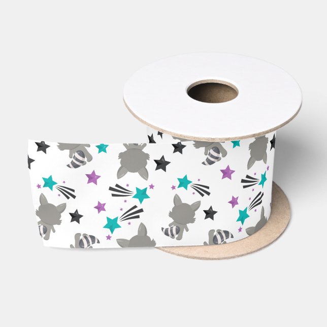 Niedliches Raccoon-Muster Satinband (Spule)