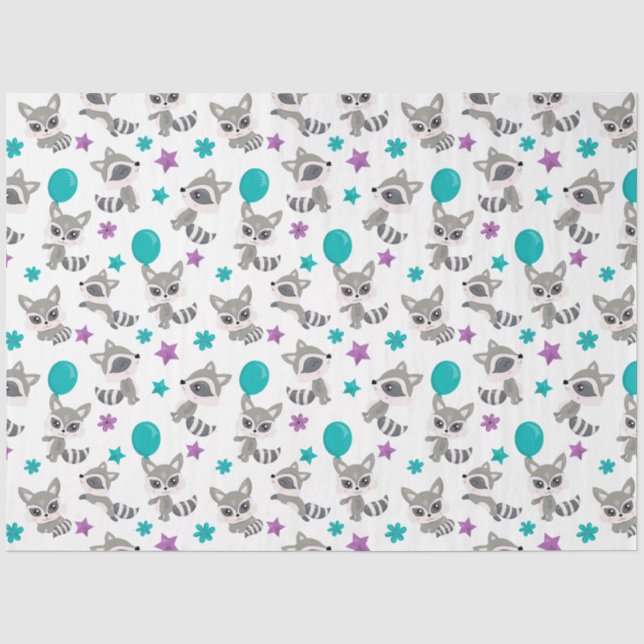 Niedliches Raccoon-Muster Seidenpapier (Vorderseite)