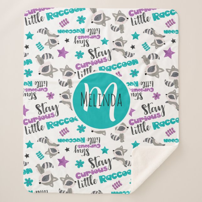 Niedliches Raccoon-Muster Sherpadecke (Vorderseite)