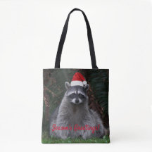 Niedliches Raccoon Rote Weihnachtsmannmütze Urlaub