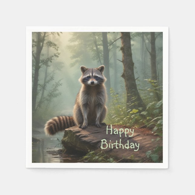 Niedliches Raccoon Serviette (Vorderseite)