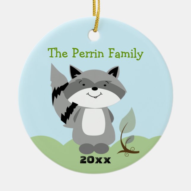 Niedliches Raccoon-Waldkundenspezifische Keramikornament (Vorne)