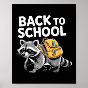 Niedliches Raccoon Zurück zur Schule Rucksack Funn Poster
