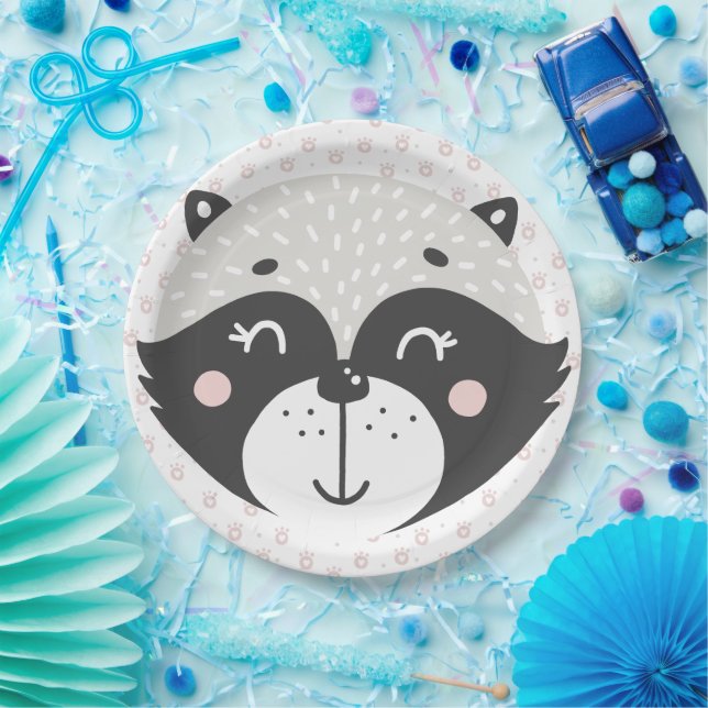 Niedliches Racoon - Kindergeburtstag/Babydusche Pappteller (Party)