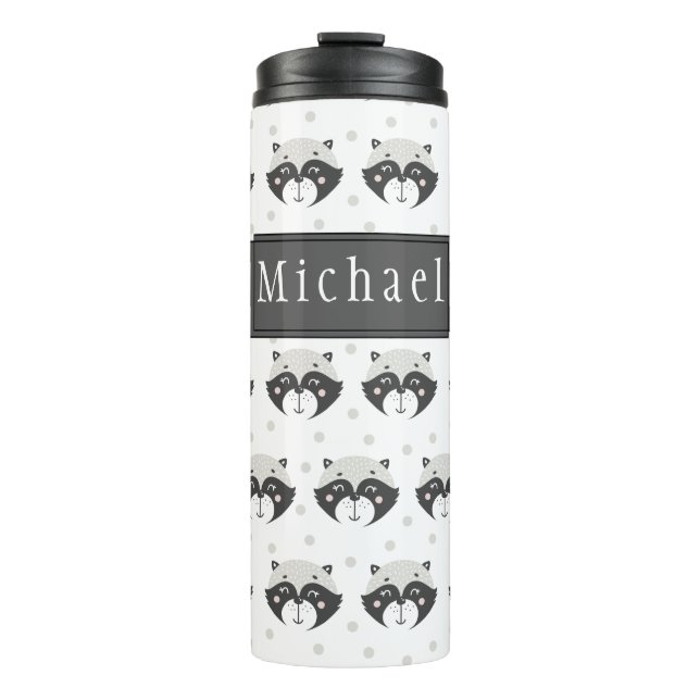 Niedliches Racoon-Muster-personalisierte Thermosbecher (Vorderseite)