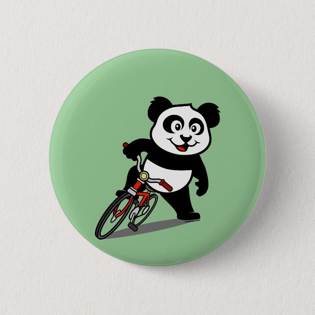 Niedliches Radfahren Panda Button (Vorderseite)