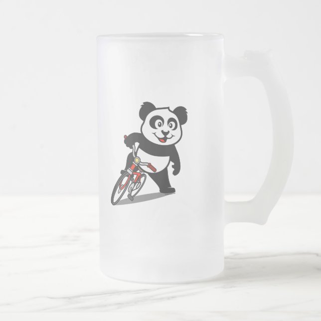Niedliches Radfahren Panda Mattglas Bierglas (Rechts)