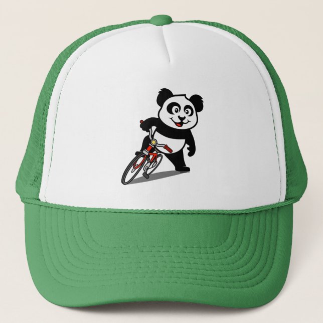 Niedliches Radfahren Panda Truckerkappe (Vorderseite)