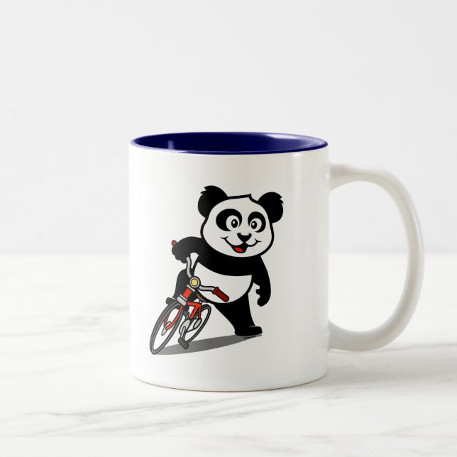 Niedliches Radfahren Panda Zweifarbige Tasse (Rechts)